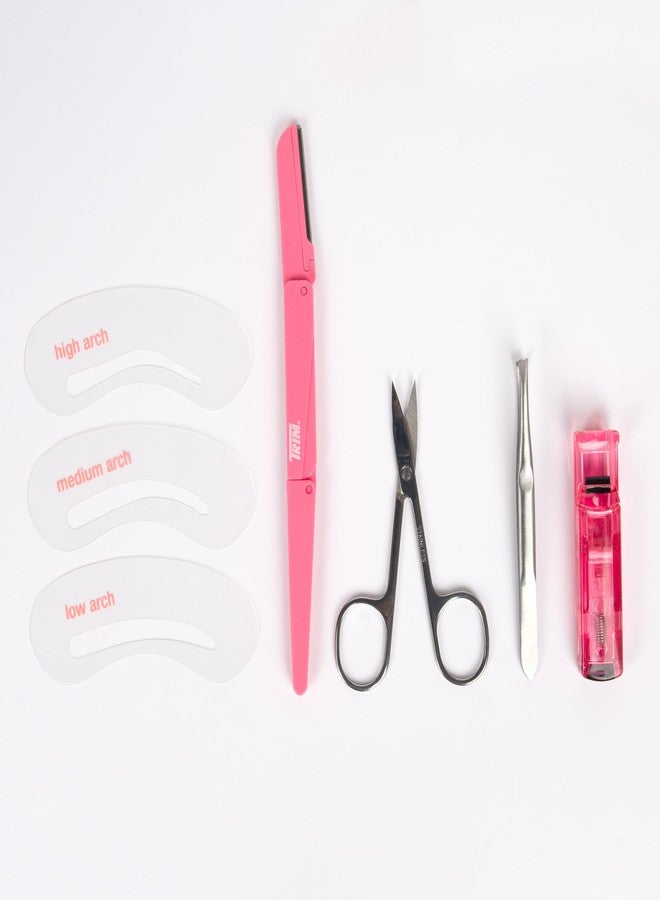 تريم مجموعة أدوات تجميل الرموش والحواجب من تريم بيوتي، تتضمن: أداة تجعيد الرموش، مشط، ملقط، مقص، شفرة حلاقة للحواجب، مجموعة قابلة لإعادة الاستخدام والغسل لتشكيل الحواجب، تزيل الشعر النامي تحت الجلد، تشكل الحواجب، مجموعة من 7 قطع - Image 5